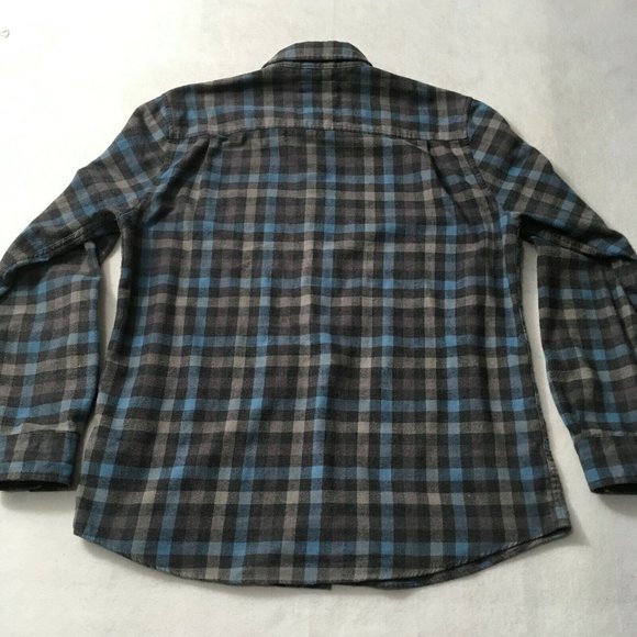#7 Weatherproof Vintage Men's Flannel Shirt Sz L Grey Blue Plaid Copen Button Up - Picture 10 of 10